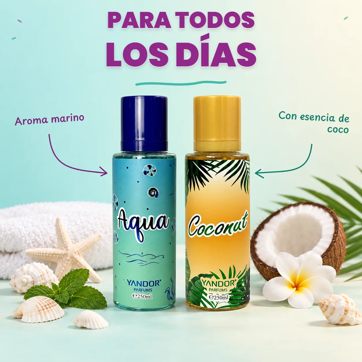 Splash corporal Aqua y Coconut, con el título Para todos los días